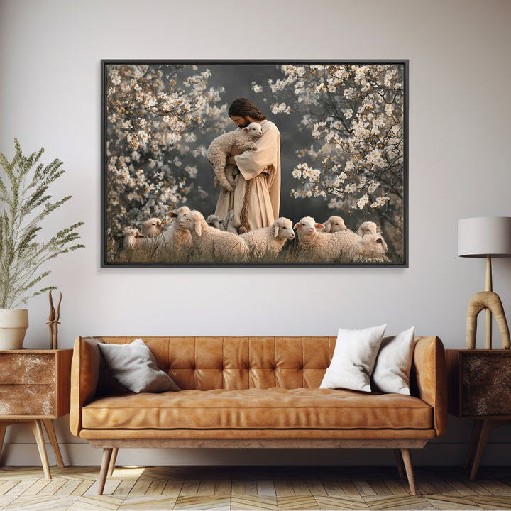 Lamb Of Comfort, Framed Canvas Print, Jesus Painting, Christian Art Canvas, Christian Wall Art, Christian Gift, Modern Christian Art