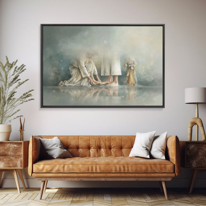 Footsteps Of Mercy, Framed Canvas Print, Christian Art Canvas, Moody Christian Art, Modern Christian Painting, Christian Wall Art, Christia