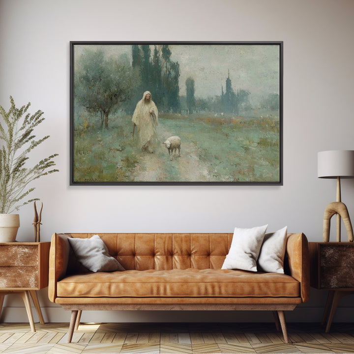 Twilight Shepherd Walk – Framed Canvas Print – Christian Christmas Art – Christian Art Canvas – Jesus Painting – Christian Wall Art – Chris