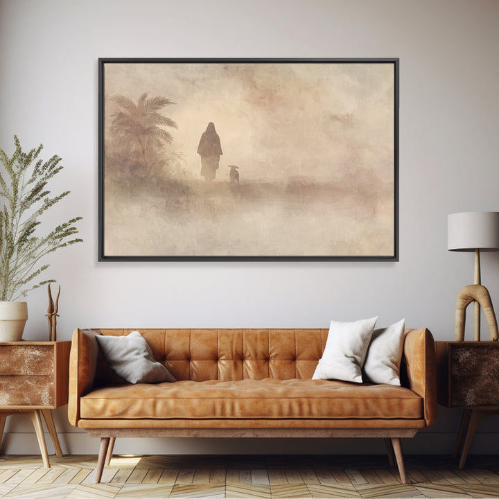 Desert Morning Hope – Framed Canvas Print – Christian Art Canvas – Christian Christmas Art – Christian Wall Art – Jesus Painting – Christia