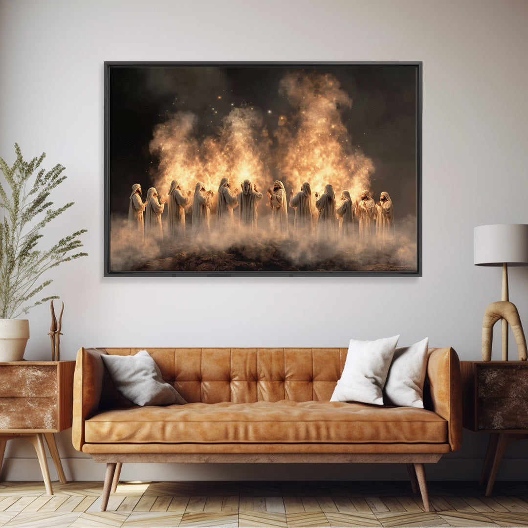 Tongues Of Glory – Framed Canvas Print – Christian Art Canvas – Christian Wall Art – Christian Christmas Art – Christian Art Gift – Christi