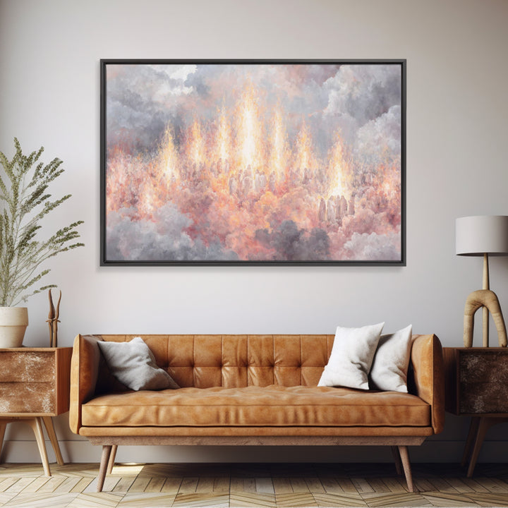 Heaven’s Living Flame – Framed Canvas Print – Christian Art Canvas – Christian Painting – Christian Wall Art – Christian Christmas Art – Ch