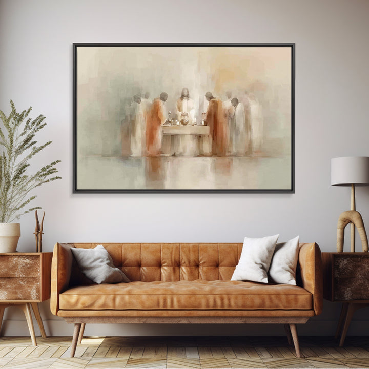 Celestial Supper, Framed Canvas Print, Christian Art Print, Jesus Painting, Christian Wall Art, Minimalist Christian Art, Christmas Art Pri
