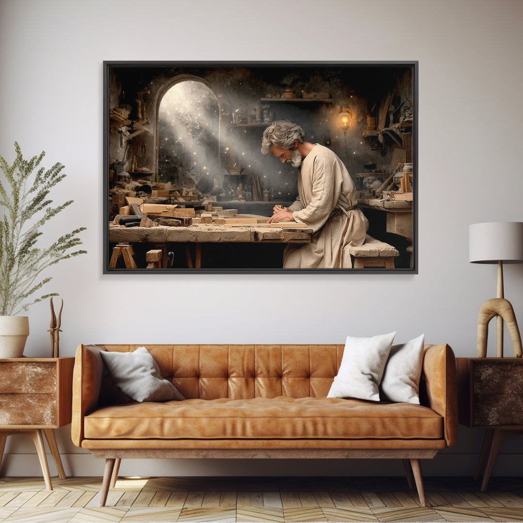 Shepherd’s Craft, Framed Canvas Print, Christian Art Canvas, Christian Wall Art, Jesus Painting, Moody Christian Art, Christian Gift, Chris