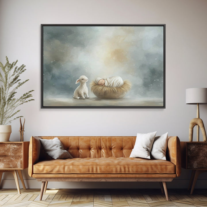 Heaven’s Cradle – Framed Canvas Print – Christian Christmas Art – Christian Wall Art – Christian Art Canvas – Modern Christian Art – Christ