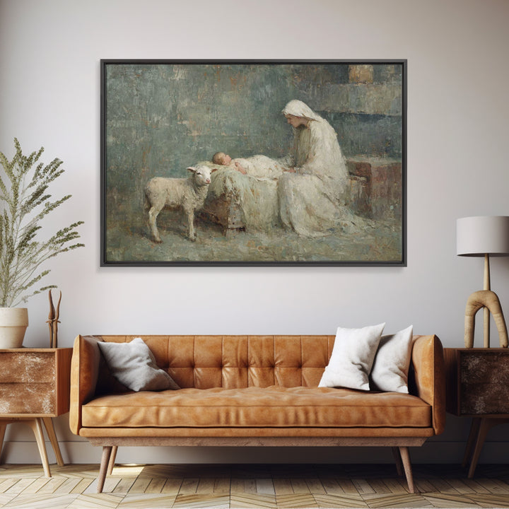 Mary’s Vigil – Framed Canvas Print – Christian Art Canvas – Vintage Christian Art – Christian Wall Art – Christian Paintings – Christian Gi
