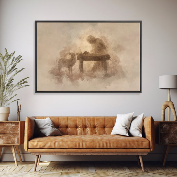 Sacred Stillness – Framed Canvas Print – Christian Christmas Art – Christian Art Canvas – Christian Wall Art – Christian Art Prints – Chris