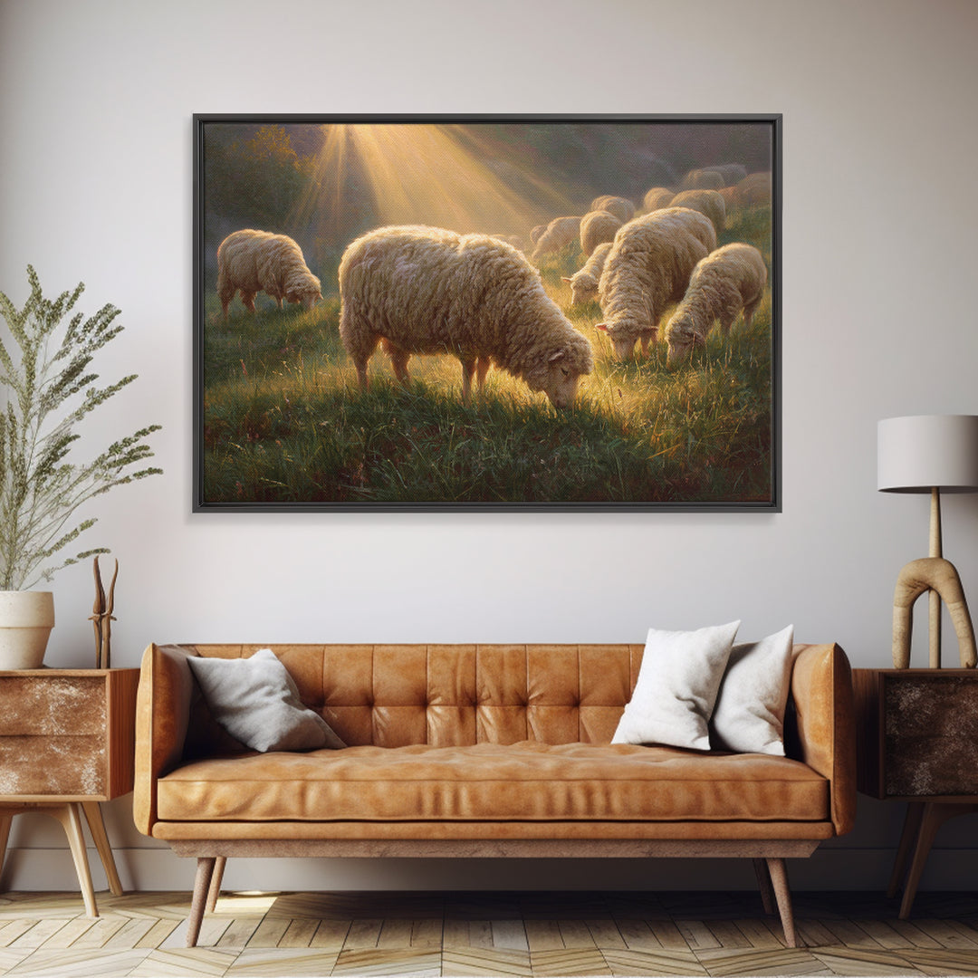 Shepherd Field Peace | Framed Canvas Print | Christian Christmas Art | Christian Art Canvas | Christian Wall Art | Jesus Painting | Christi