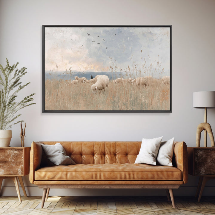 Radiant Sky Gathering, Framed Canvas Print, Christian Wall Art, Christian Art Canvas, Christian Christmas Art, Jesus Painting, Modern Chris