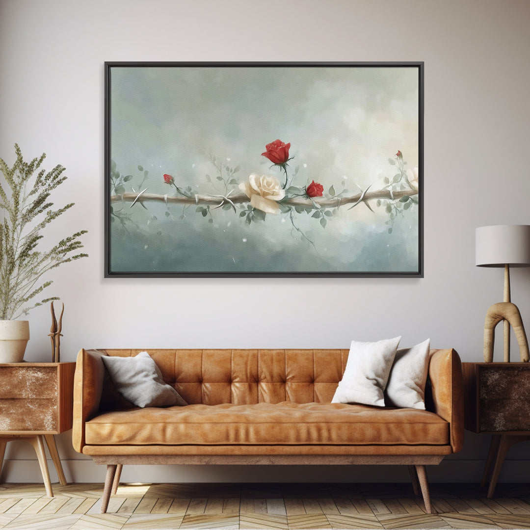 Redemption Blossoms – Framed Canvas Print – Christian Art Canvas – Modern Christian Art – Christian Wall Art – Christian Christmas Art – Un
