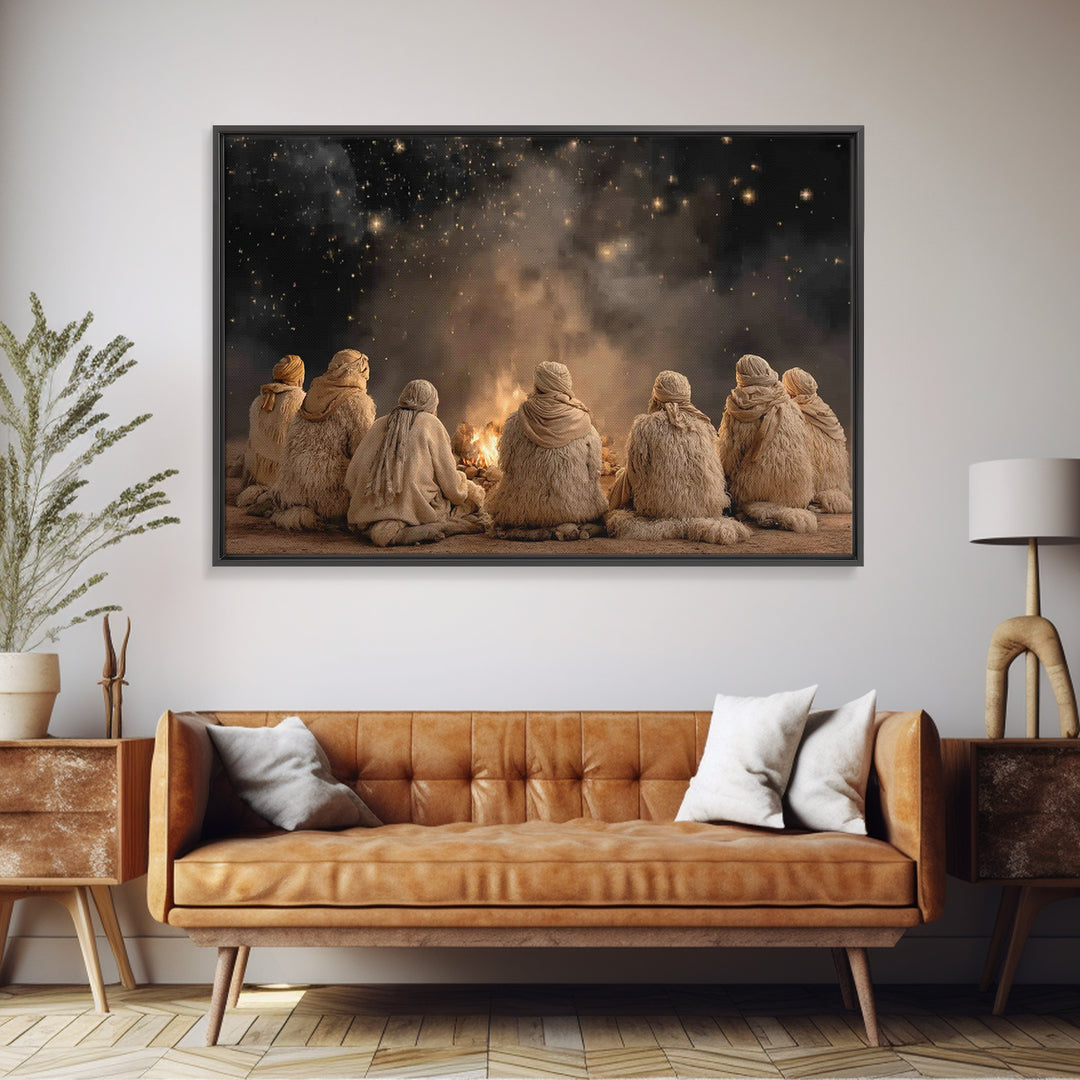Shepherds In Wonder – Framed Canvas Print – Christian Wall Art – Christmas Art – Christian Christmas Art – Jesus Painting – Christian Art C