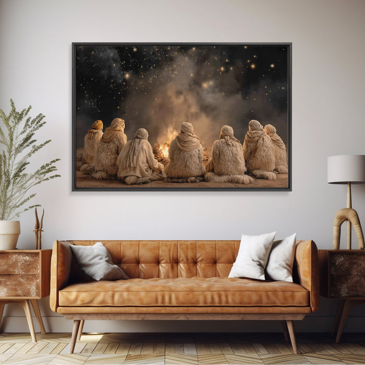 Shepherds In Wonder – Framed Canvas Print – Christian Wall Art – Christmas Art – Christian Christmas Art – Jesus Painting – Christian Art C