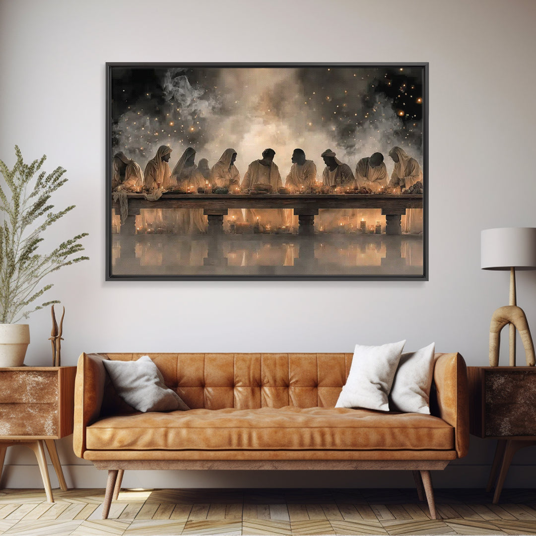 Heavenly Last Supper – Framed Canvas Print – Christian Wall Art – Jesus Painting – Christian Art Canvas – Christian Art – Modern Christian