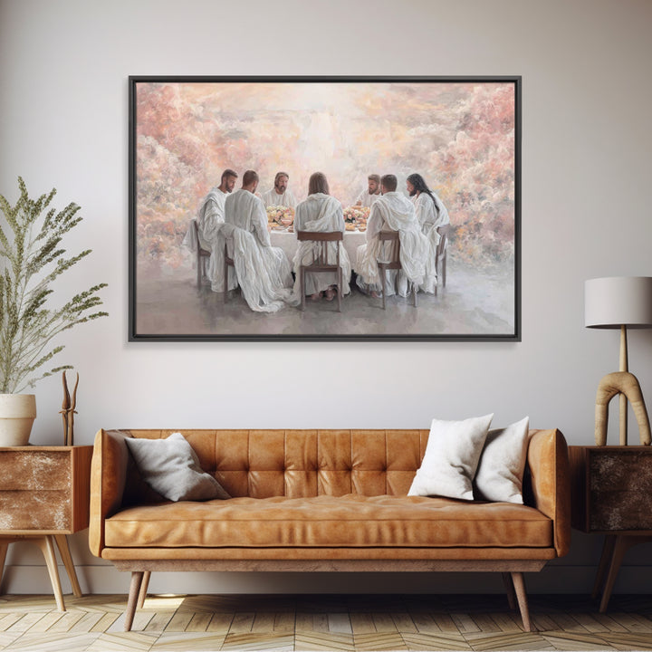 Heavenly Supper Light | Framed Canvas Print | Christian Wall Art | Jesus Painting | Christian Art Canvas | Modern Christian Art | Christian
