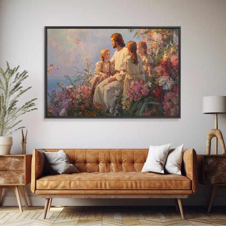 Blooming Grace Harmony | Framed Canvas Print | Christian Art Canvas | Christian Wall Art | Jesus Painting | Christian Art | Modern Christia