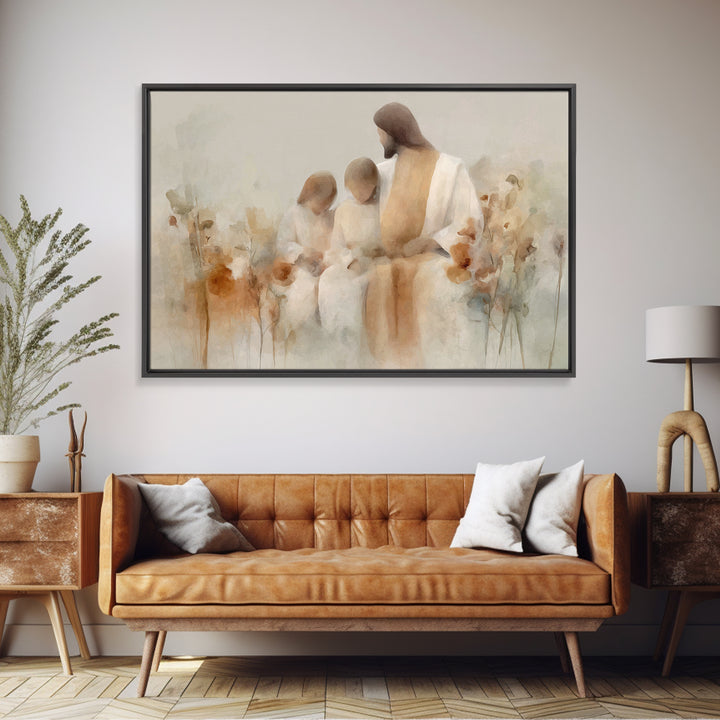 Quiet Meadow Grace | Framed Canvas Print | Christian Art Canvas | Christian Wall Art | Jesus Painting | Modern Christian Art | Christian Gi