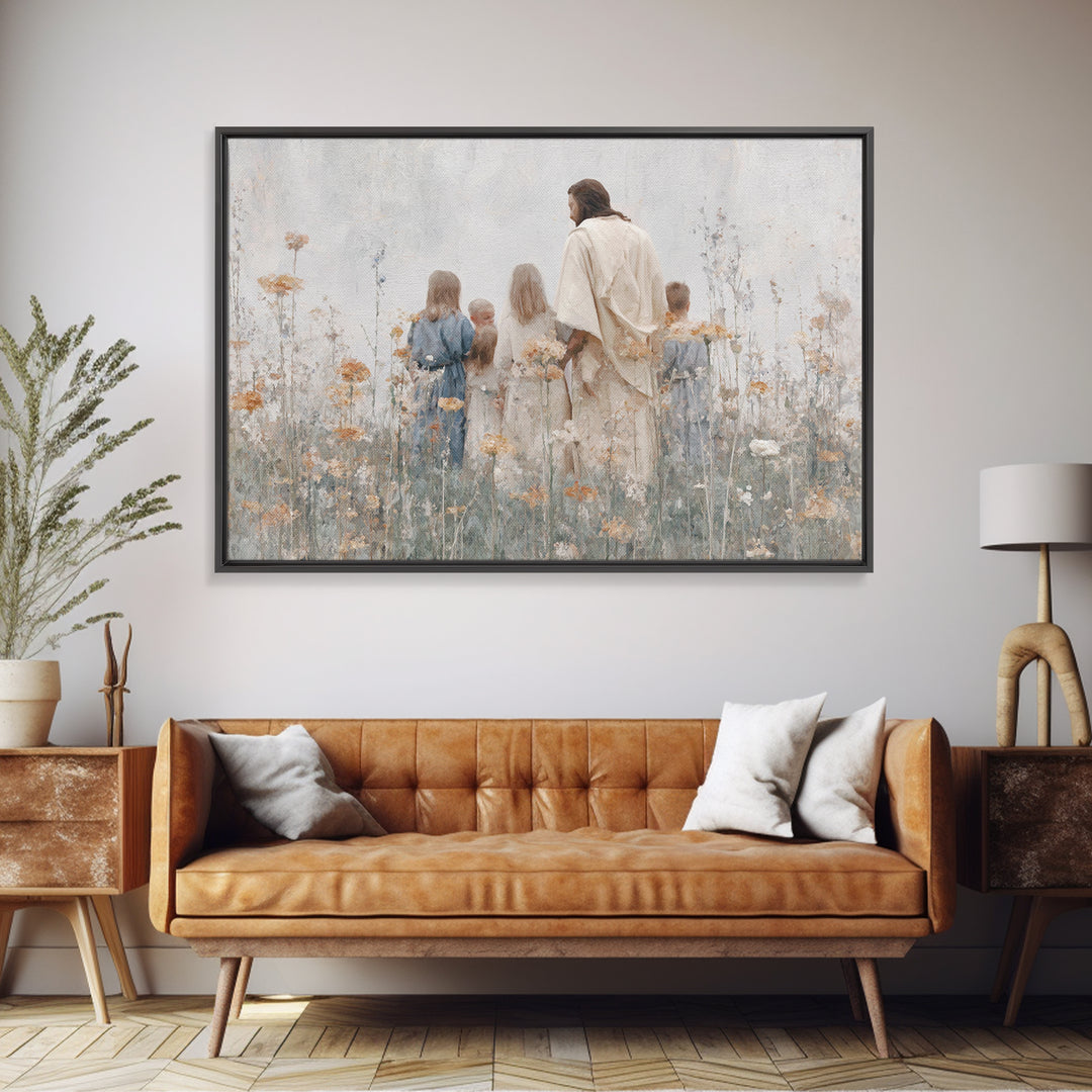 Children Of Grace | Framed Canvas Print | Christian Art Canvas | Christian Paintings | Large Jesus Painting | Christian Decor | Christmas W