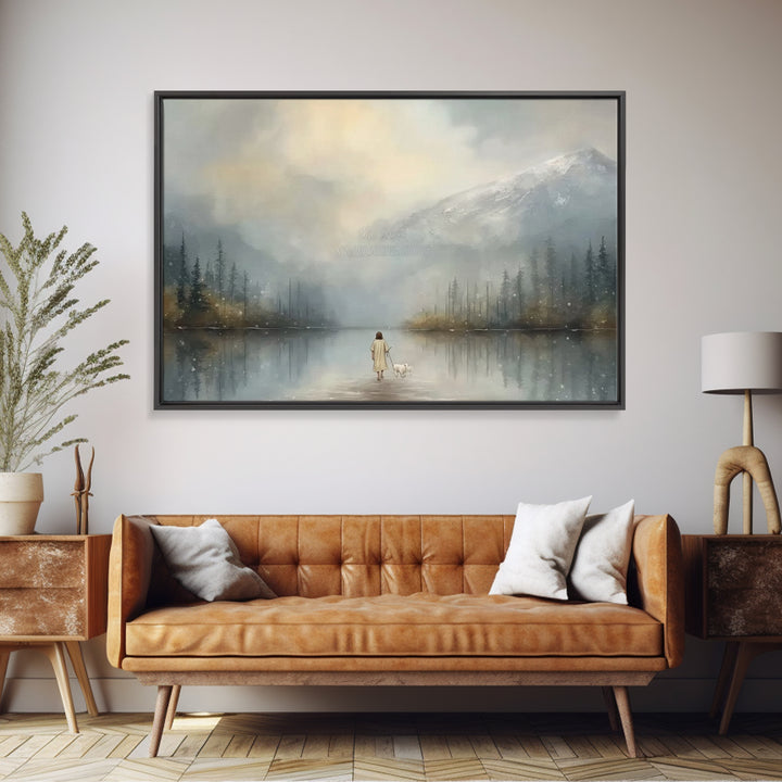 Misty Shepherd Path, Framed Canvas Print, Christian Art Print, Jesus Painting Canvas, Christian Gift Ideas, Modern Christian Art, Christmas