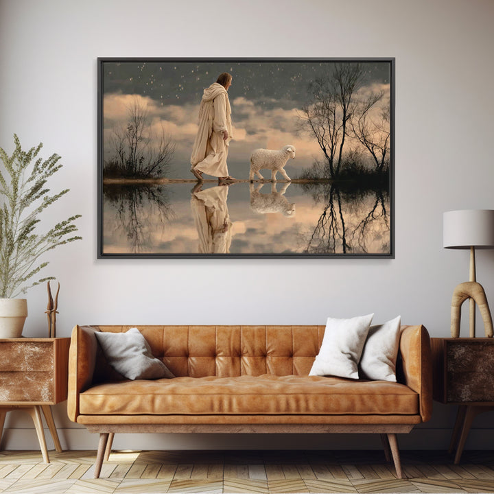Night Watch Grace, Framed Canvas Print, Christian Christmas Art, Jesus Wall Art, Christian Art Canvas, Moody Christian Art, Framed Christma