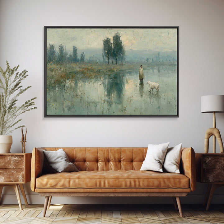 Silent Meadow Hope – Framed Canvas Print – Christian Art Canvas – Jesus Painting – Minimalist Christian Art – Christian Gift – Christmas Ar