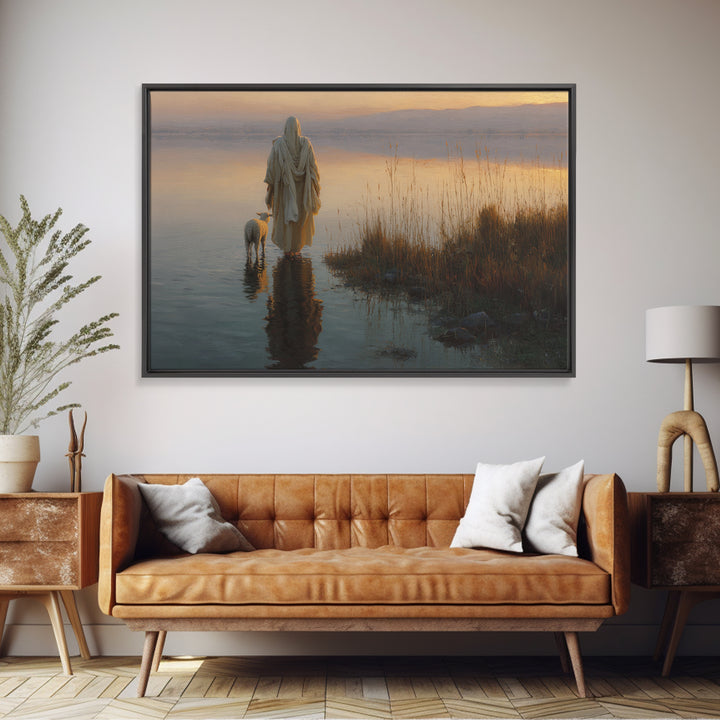 Dawn Of The Shepherd – Framed Canvas Print – Christian Wall Art – Jesus Painting – Christian Art Canvas – Moody Christmas Art – Christian G