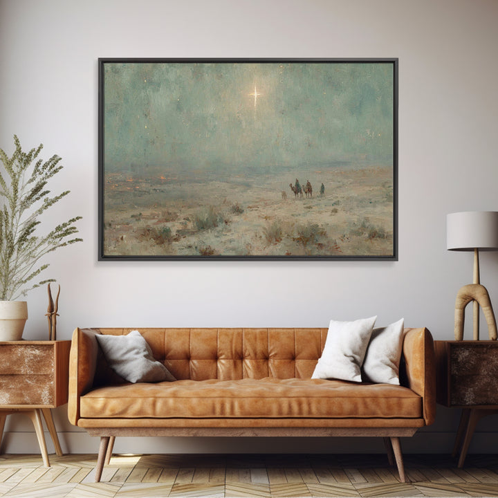 Star Of Bethlehem | Framed Canvas Print | Christmas Art | Christian Wall Art | Christian Art Canvas | Vintage Christian Art | Christian Chr