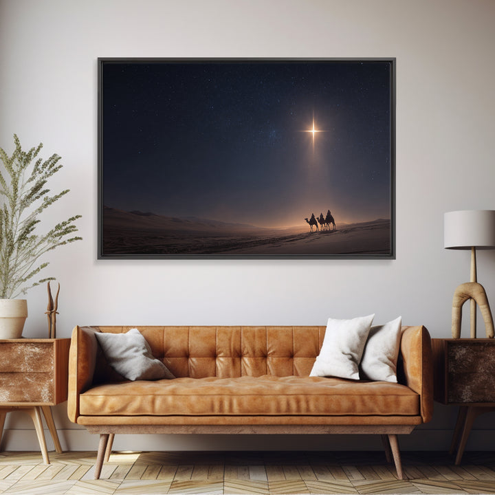 Holy Night Journey, Framed Canvas Print, Christian Art Canvas, Christmas Wall Art, Modern Christian Art, Christian Christmas Art, Christian
