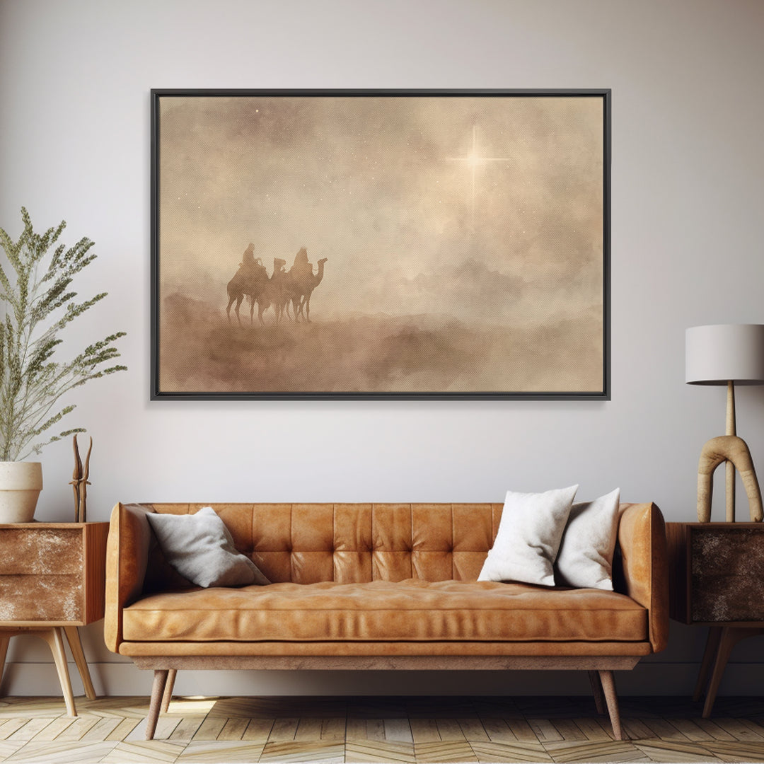 Desert Star Watch | Framed Canvas Print | Christian Art Work | Christmas Art Prints | Moody Christmas Art | Christian Wall Art | Christmas