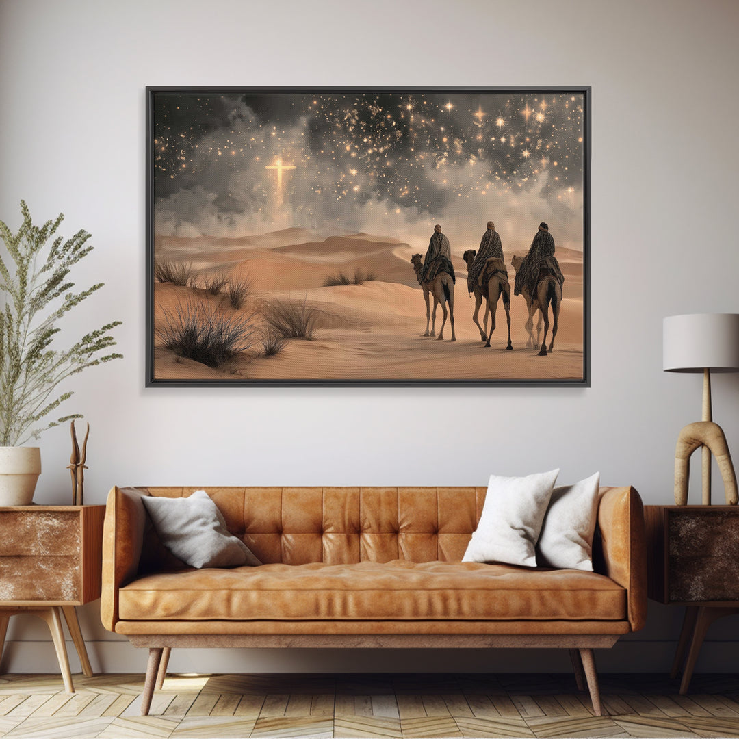 Radiant Desert Star – Framed Canvas Print – Christian Christmas Art – Christian Wall Art – Christmas Art Prints – Christian Art Canvas – La