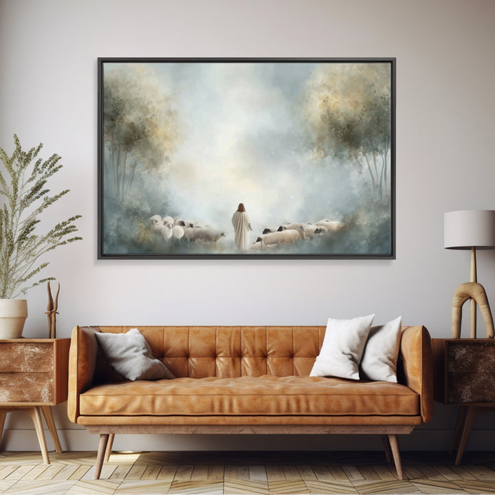 Shepherd Of Peace – Framed Canvas Print – Christian Wall Art – Christian Art Canvas – Jesus Painting – Subtle Christian Art – Christian Gif