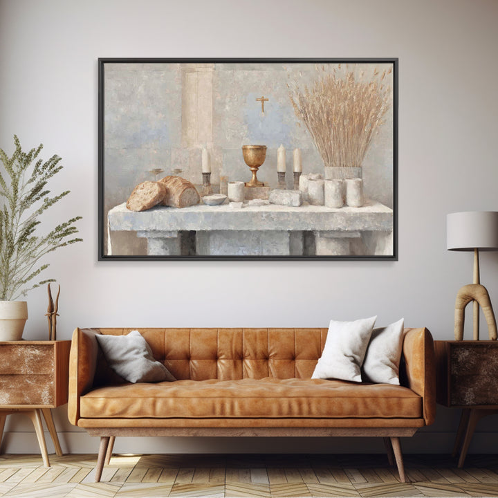 Bread Of Glory – Framed Canvas Print – Christian Art Print – Framed Christian Art – Christian Wall Art – Modern Christian Painting – Christ