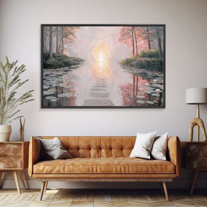 Path Of Heavenly Light – Framed Canvas Print – Christian Art Canvas – Christian Wall Art – Large Christian Art – Modern Christian Painting