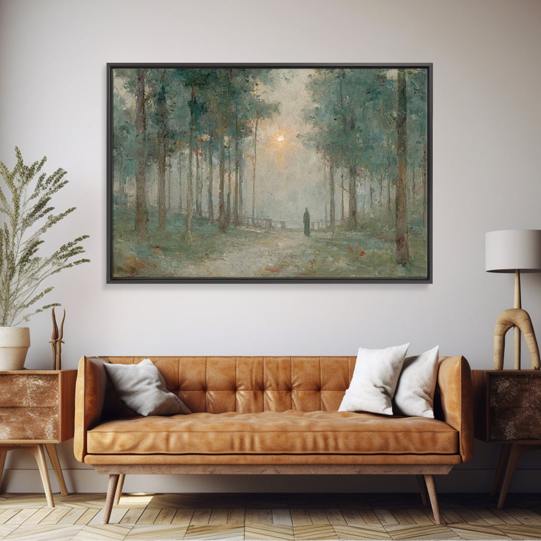Forest Dawn Promise – Framed Canvas Print – Christian Art Painting – Christian Wall Art – Christian Art Canvas – Subtle Christian Paintings