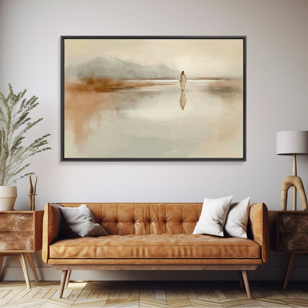 Quiet Water Journey | Framed Canvas Print | Jesus Painting | Christian Wall Art | Christian Art Canvas | Large Jesus Painting | Christian A