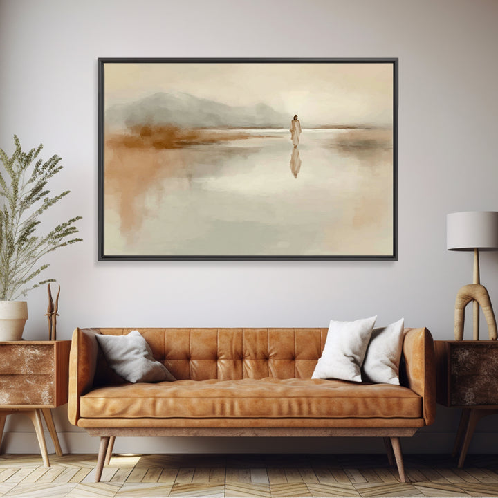 Quiet Water Journey | Framed Canvas Print | Jesus Painting | Christian Wall Art | Christian Art Canvas | Large Jesus Painting | Christian A