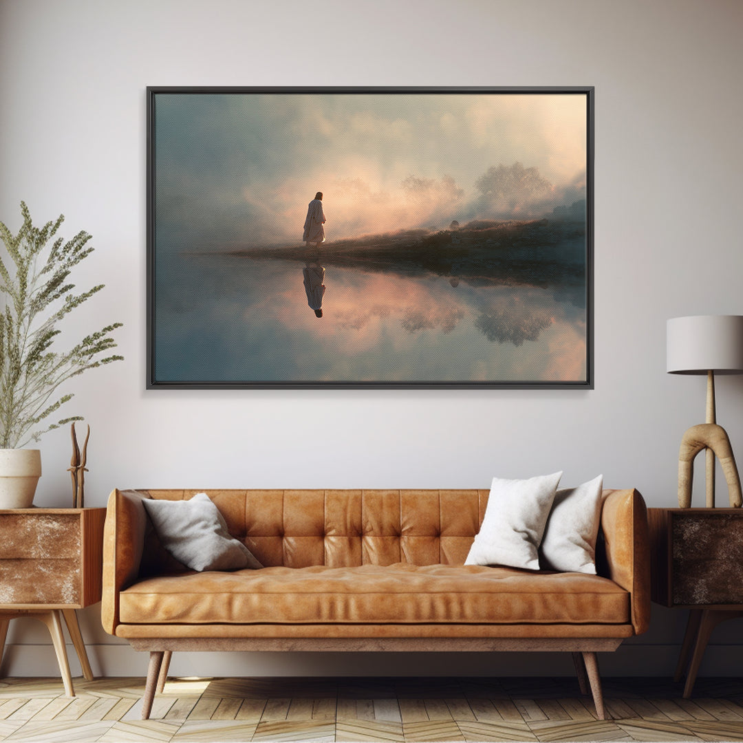 Desert Walk Light – Framed Canvas Print – Jesus Painting – Christian Wall Art – Christian Art Canvas – Large Jesus Painting – Modern Christ