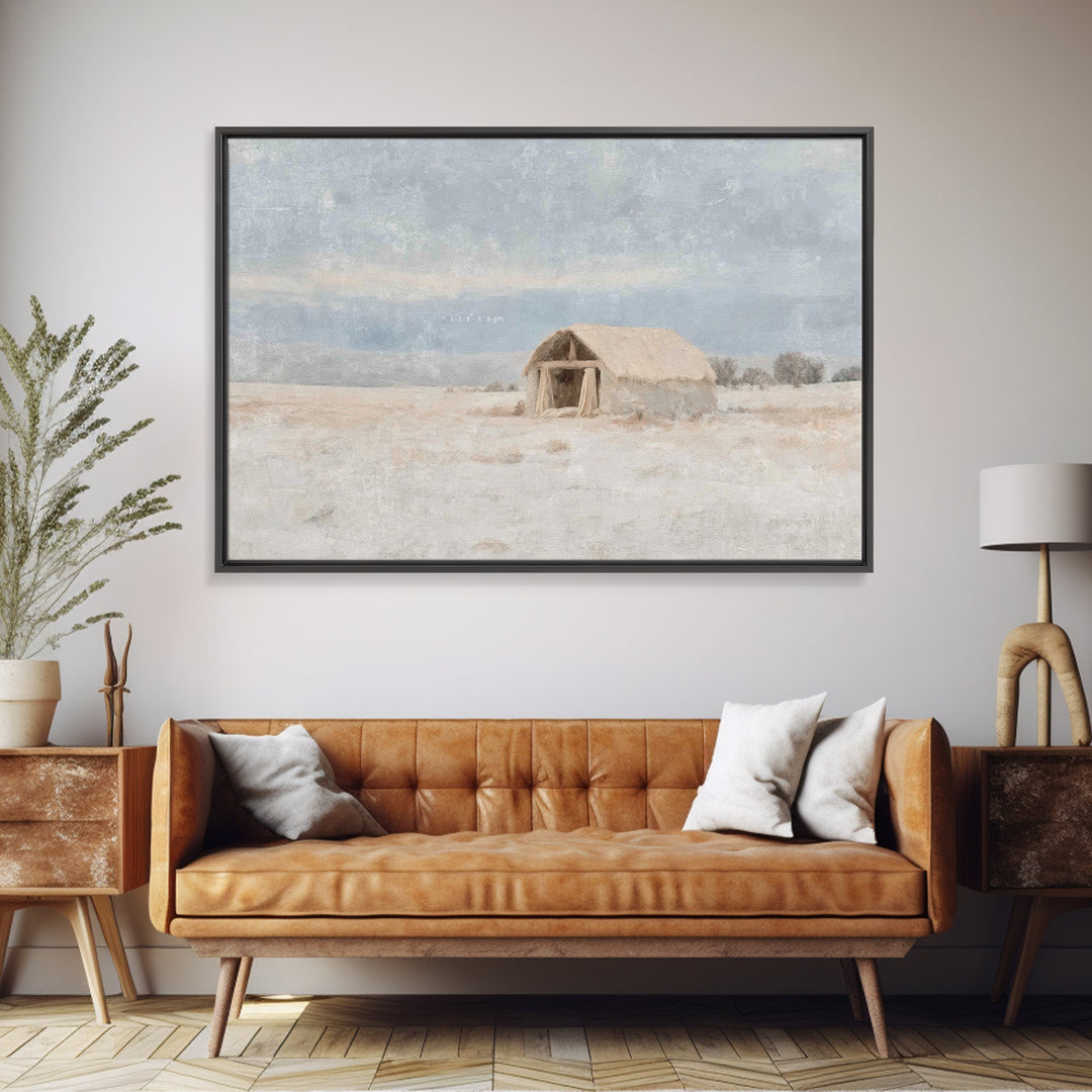 Humble Shelter Peace | Framed Canvas Print | Christmas Art Framed | Christian Christmas Decor | Christian Art Canvas | Christmas Wall Art |