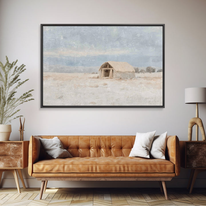 Humble Shelter Peace | Framed Canvas Print | Christmas Art Framed | Christian Christmas Decor | Christian Art Canvas | Christmas Wall Art |