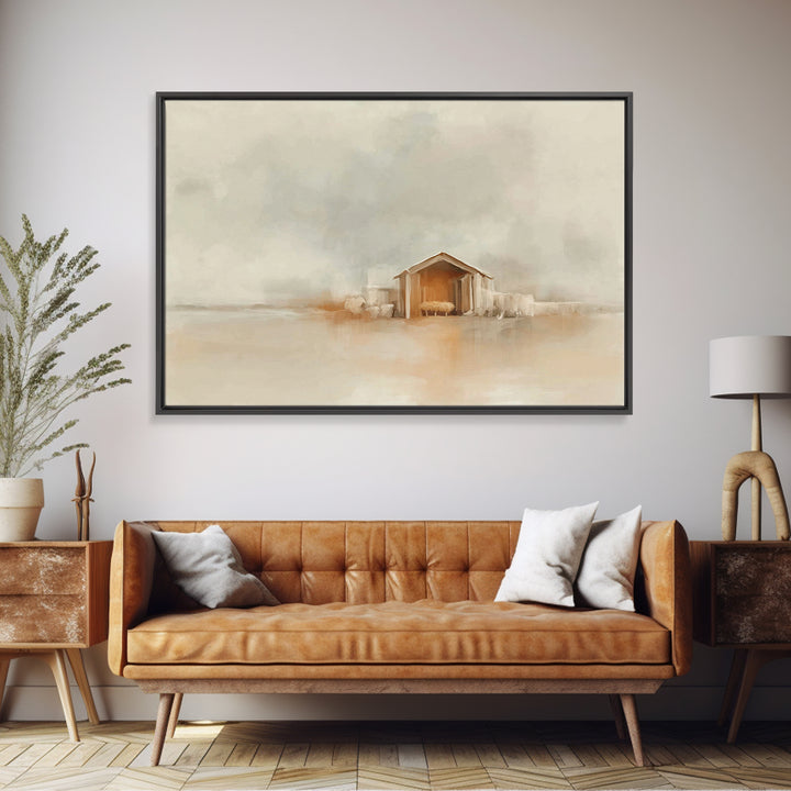 Starlit Holy Scene, Framed Canvas Print, Christian Art Canvas, Christian Christmas Art, Christmas Wall Art, Christian Decor For Home, Subtl