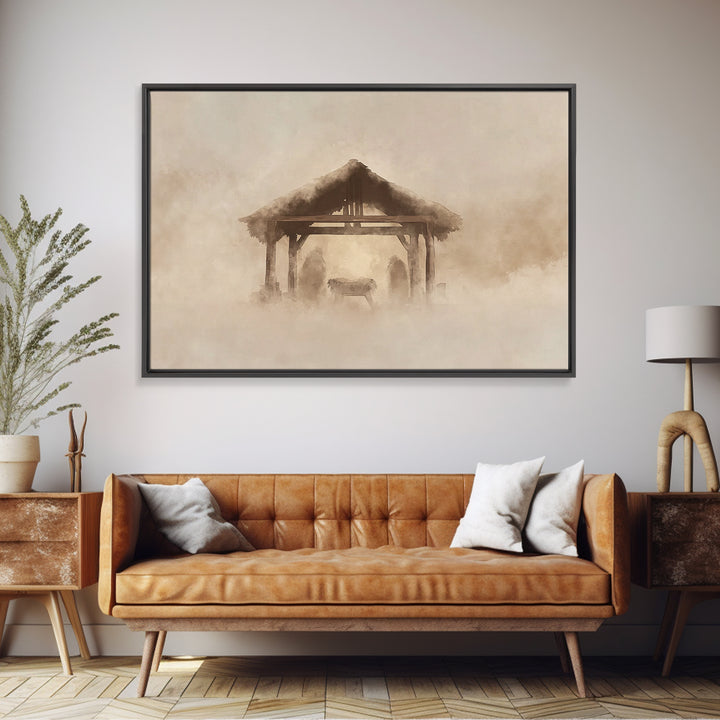 Nativity Stillness – Framed Canvas Print – Christian Christmas Art – Christian Art Canvas – Christian Wall Art – Christmas Art Prints – Chr