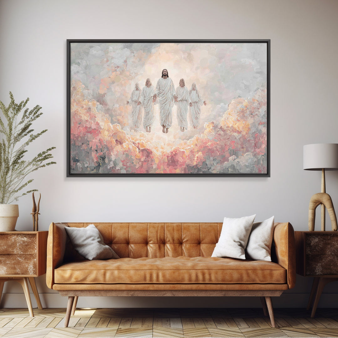 Heavenly Arrival | Framed Canvas Print | Christian Art Canvas | Christian Wall Art | Jesus Painting | Modern Christian Painting | Christian