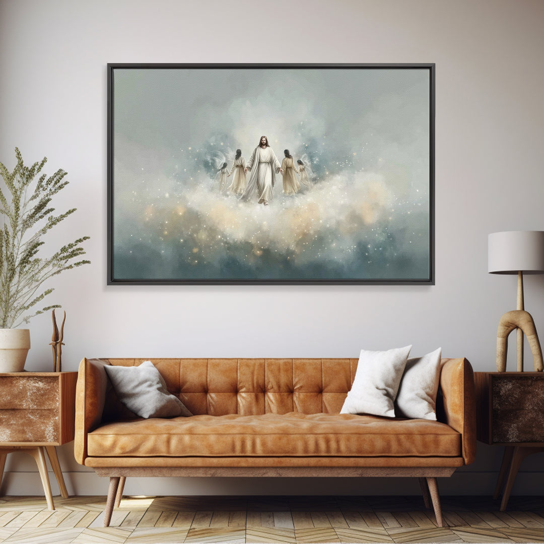 Heavenly Gathering – Framed Canvas Print – Christian Art Canvas – Jesus Painting – Christian Wall Art – Modern Christian Art – Christian Pa