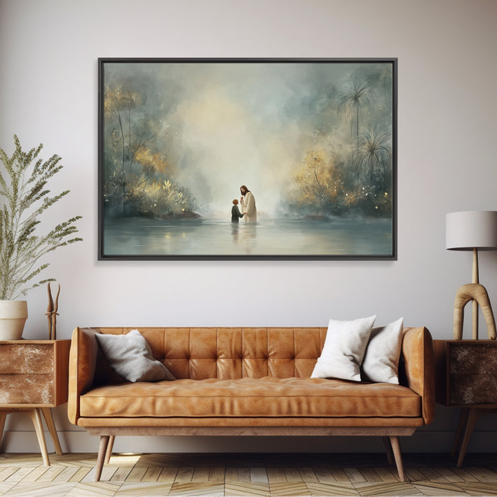 River Of Renewal | Framed Canvas Print | Christian Art Canvas | Jesus Painting | Christian Wall Art | Christian Art | Modern Christian Art