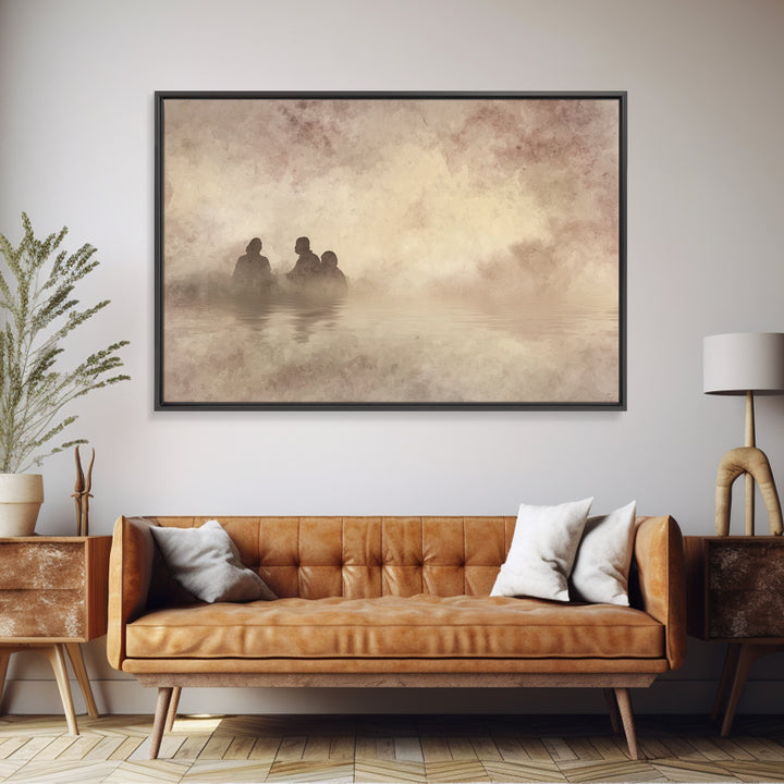 Dawn Baptism Peace – Framed Canvas Print – Christian Art Canvas – Christian Wall Art – Moody Christian Art – Jesus Painting – Christian Chr