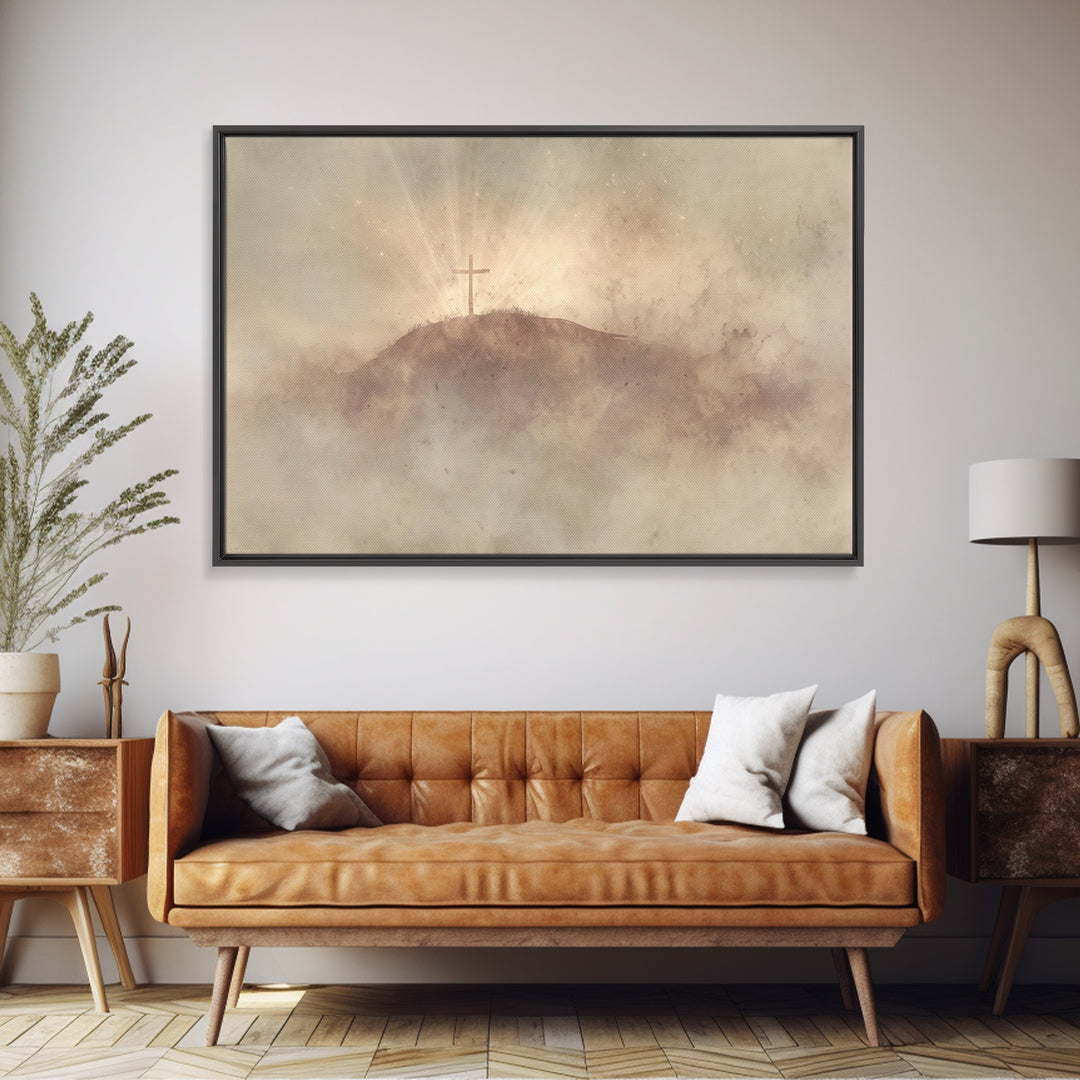 Cloudrise Redemption – Framed Canvas Print – Christian Art Canvas – Christian Wall Art – Moody Christian Art – Christian Decor – Jesus Pain