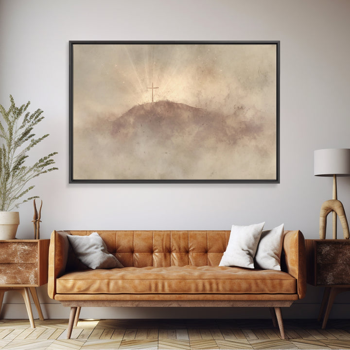 Cloudrise Redemption – Framed Canvas Print – Christian Art Canvas – Christian Wall Art – Moody Christian Art – Christian Decor – Jesus Pain