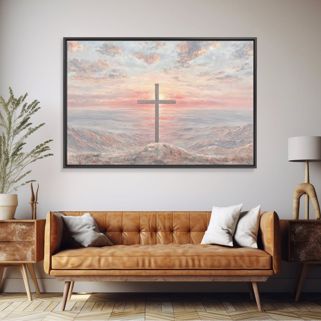 Dawn Of Redemption, Framed Canvas Print, Christian Wall Art, Modern Christian Art, Christian Art Canvas, Jesus Painting, Christian Christma