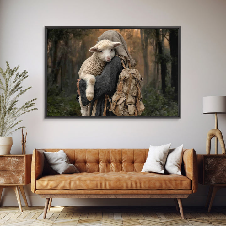 Faithful Shepherd Path – Framed Canvas Print – Christian Art Canvas – Christian Wall Art – Christian Decor – Jesus Painting – Rustic Christ