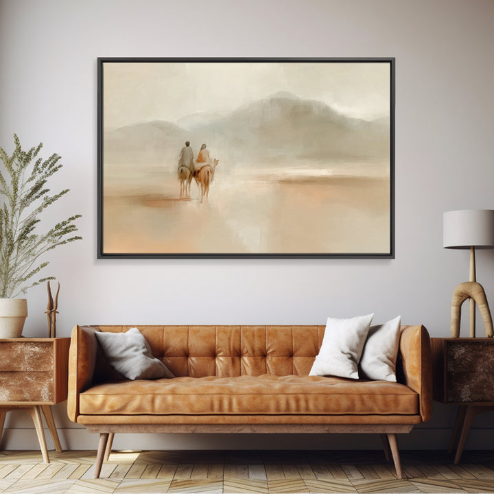 Quiet Desert Walk – Framed Canvas Print – Minimalist Christian Art – Christian Wall Art – Subtle Christian Paintings – Christian Art Canvas