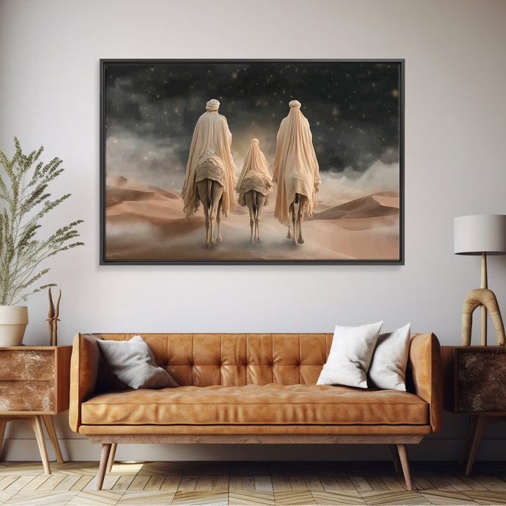 Desert Pilgrims – Framed Canvas Print – Christian Wall Art – Christian Art Canvas – Christian Christmas Art – Jesus Painting